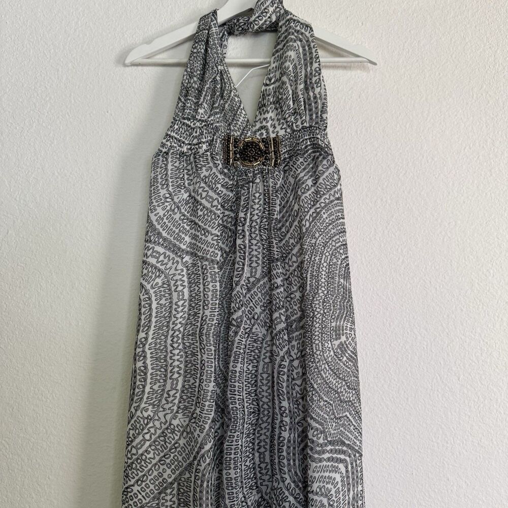Origem MAXI Dress Size Large BOHO Luxury Hippie Summer Dress Old Gold Brooch